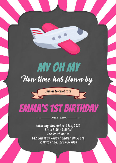 Helicopter airplane theme party invitation A6 template