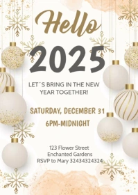 Hello 2025 New Years Eve Party Invitation A6 template