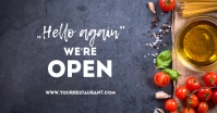 hello again we're open Banner Cover Facebook Shared Image template