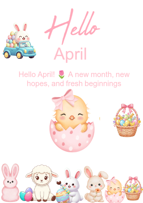 Hello April A4 Template | PosterMyWall