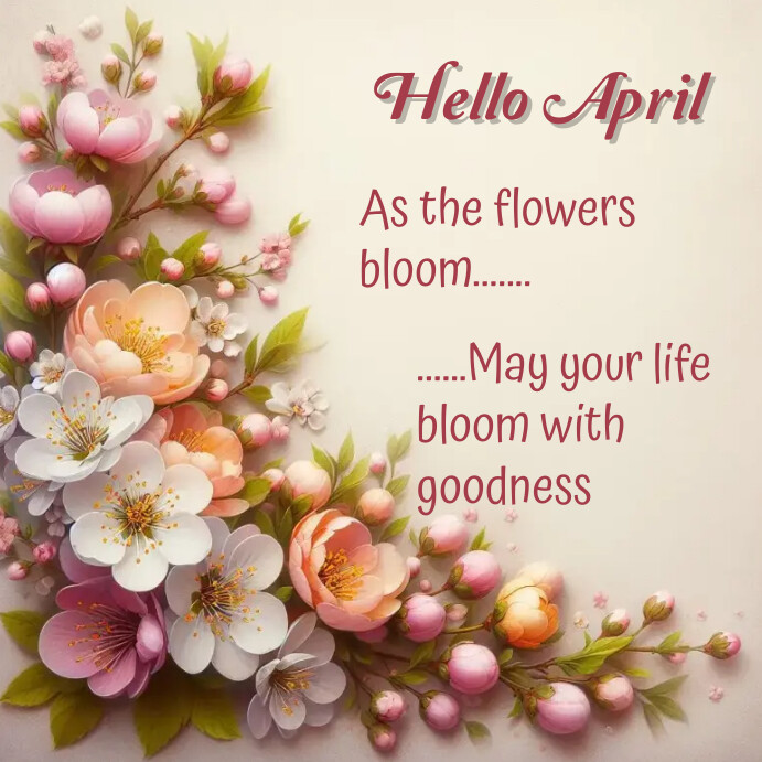 April Message Work Hello April Happy New Month Instagram Template | PosterMyWall