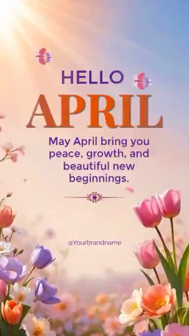 Hello April Inspirational Quote Post | Spring Floral Background ...