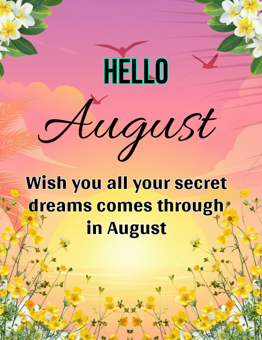 Hello August Flyer (US Letter) template