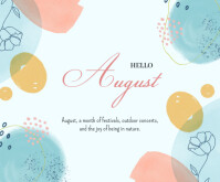 白色 August Events Rectangle moyen Template