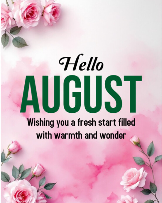 Hello August Instagram Portrait template