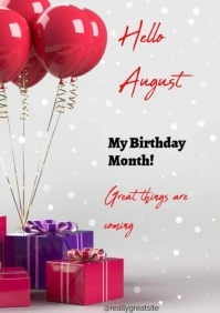 hello august my birthday month A2 template