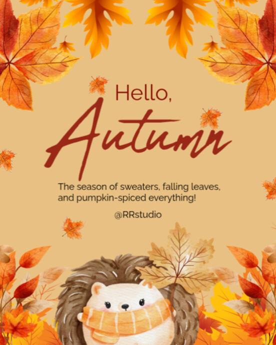 Hello Autumn Instagram Portrait template