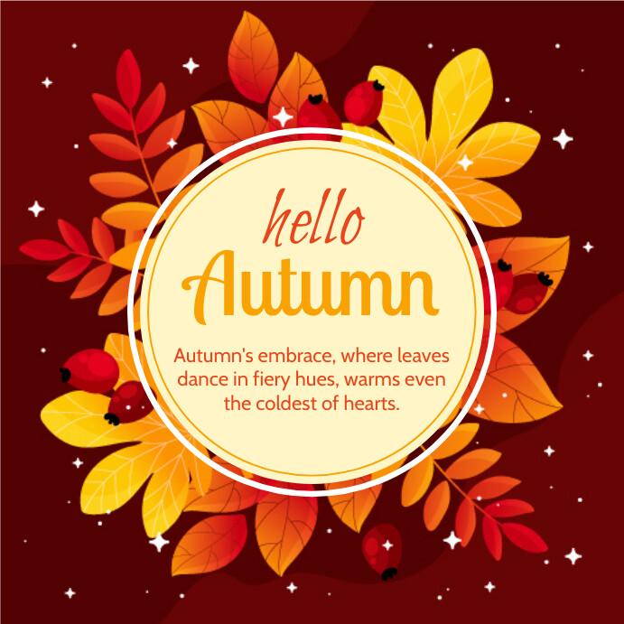Aug Fall Posts Hello Autumn Instagram Post Template | PosterMyWall