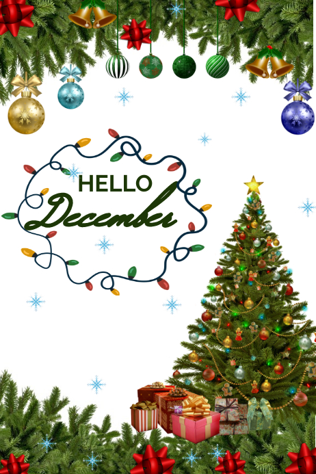 Simple December Design Hello December Template | PosterMyWall