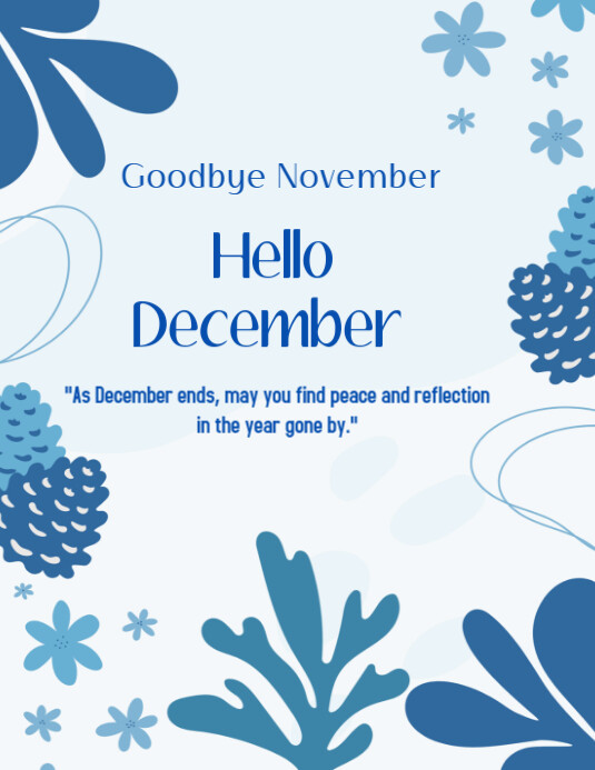Goodbye November Graphics White Seasonal Greeting Flyers Template | PosterMyWall