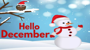 Hello December greeting card Twitter post template