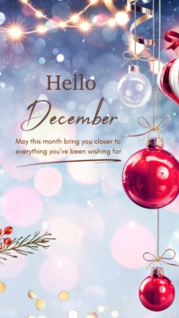 Hello December Instagram post online greeting cards template