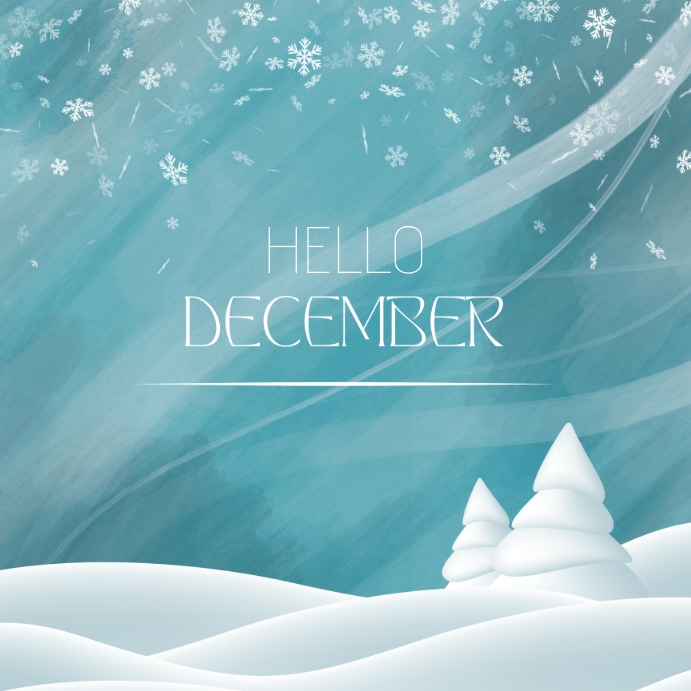 Hello December post for social media template