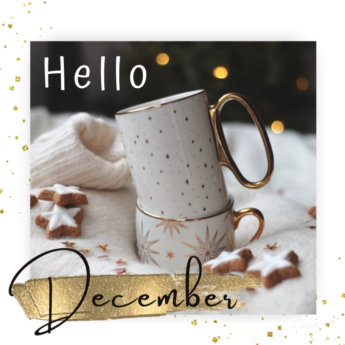 Hello December post for social media template