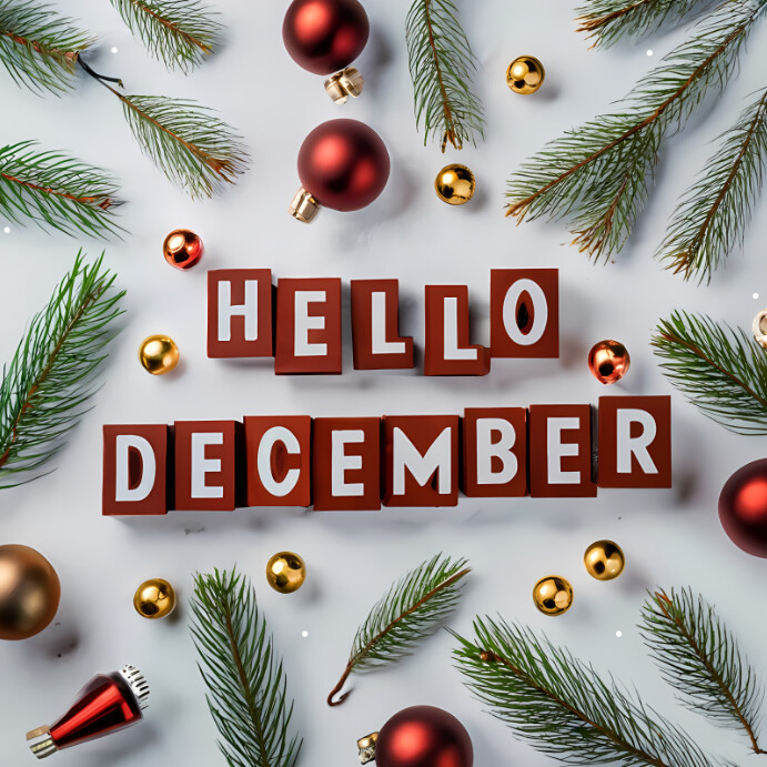 Hello-December-welcome-December-winter- Instagram Post Template ...