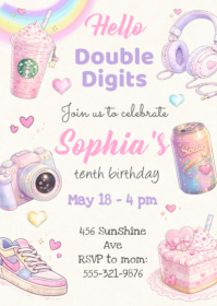 Biały Birthday Celebration A6 Template
