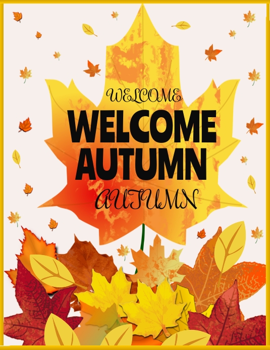 hello fall, welcome autumn Flyer (US Letter) template