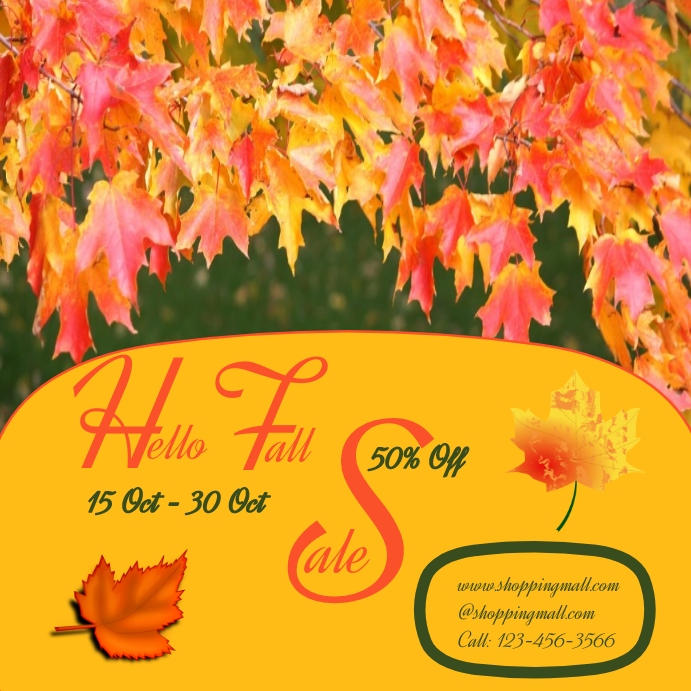 hello fall sale instagram post Template | PosterMyWall