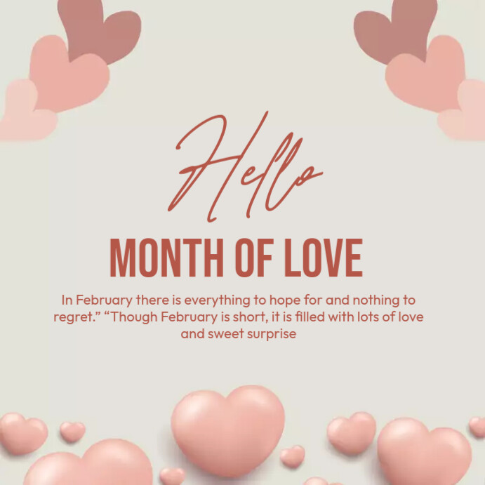 February Posts hello february Template | PosterMyWall