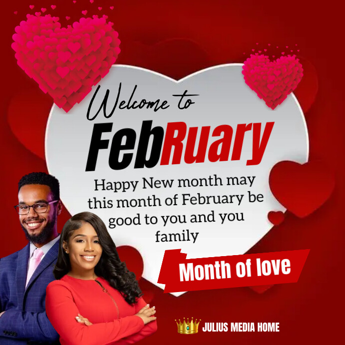 February Posts Hello February Template | PosterMyWall