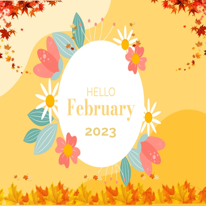 February Simple Design Hello February Template | PosterMyWall