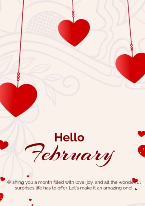 February Simple Header hello february Template | PosterMyWall