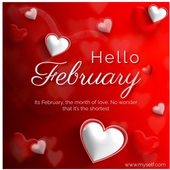 February Posts Hello February Template | PosterMyWall