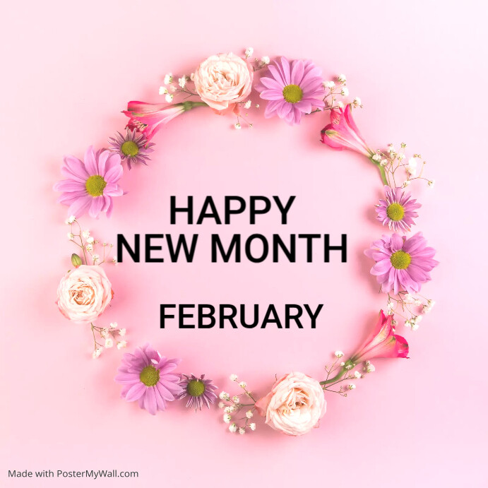 February Square Hello February Template | PosterMyWall