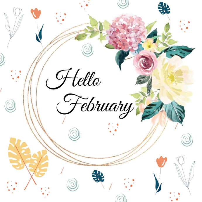 February Simple Design Hello February Template | PosterMyWall