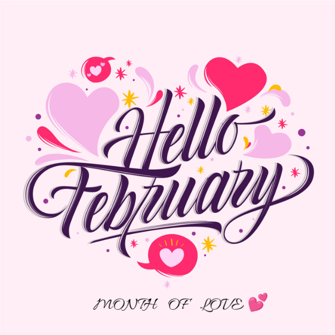February Posts Hello February Instagram post Template | PosterMyWall