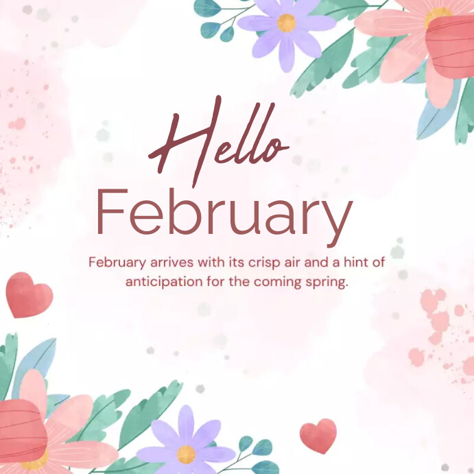 February Content. Card Hello february template online getting card | PosterMyWall