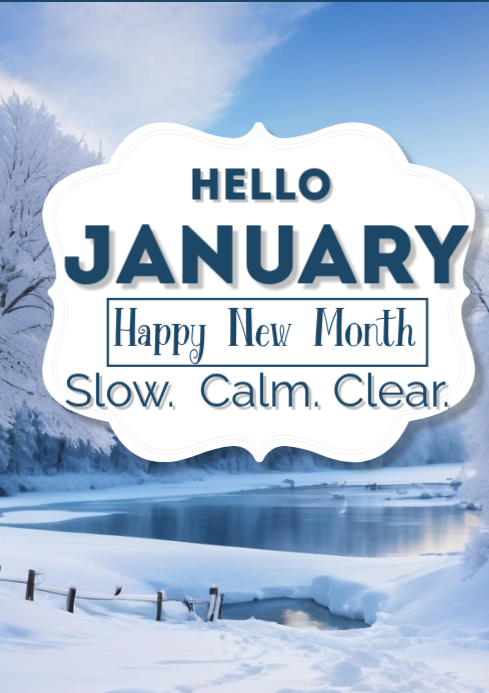 hello January greetings new month post design template | PosterMyWall