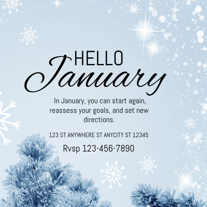 January Posts Hello January Instagram post Template | PosterMyWall