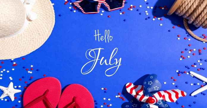 Hello july flyer template Gedeelde afbeelding op Facebook