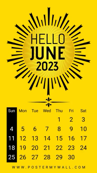 Hello June Post, june calendar 2023 ( История на Instagram template