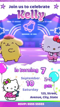Hello Kitty and Friends Birthday Invitation animated Instagram Story template