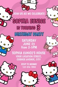 Hello Kitty Birthday Card Design Poster template