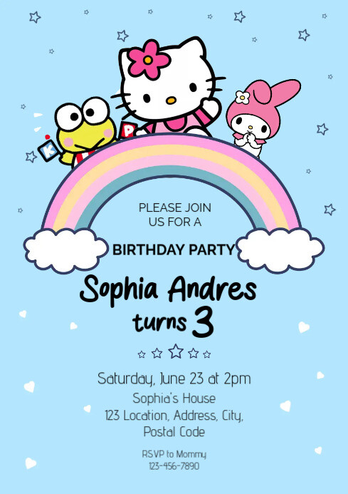 Hello Kitty Birthday Card Template PosterMyWall Hello Kitty Birthday Card Template PosterMyWall