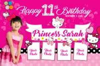 Hello Kitty Birthday Banner 4' × 6' template