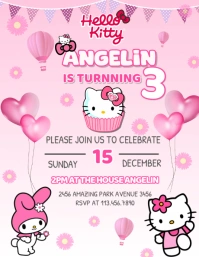 HELLO KITTY BIRTHDAY INVITATION Flyer (US Letter) template