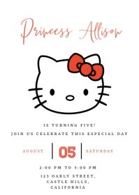 Hello Kitty Birthday invitation A6 template