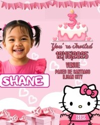 Hello kitty Birthday Invitation Video Instagram Portrait template