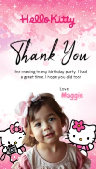 hello kitty birthday thank you card template
