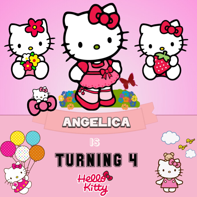 Hello Kitty Birthday Theme Template | PosterMyWall Hello Kitty Birthday Theme Template | Postermywall