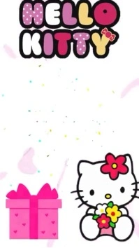 Hello Kitty Birthday video invitation.. Digital Display (9:16) template