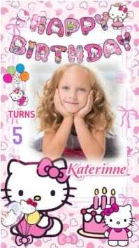 hello kitty happy birthday greeting card Digital Display (9:16) template