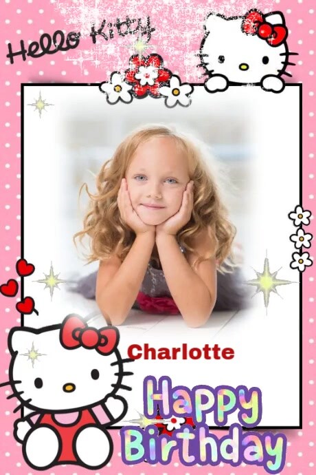 hello kitty happy birthday greeting card Cartaz template