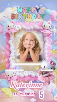 hello kitty happy birthday greeting card Digital Display (9:16) template