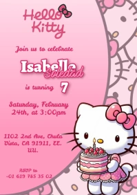 Hello kitty invitation A4 template