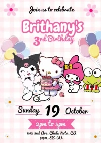 Hello kitty invitation A4 template